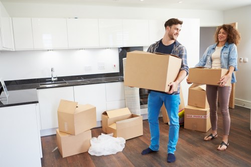 Carefully packed office equipment ready for transport